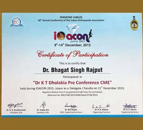 dr. bs rajput certificates